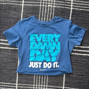 Nike Blue Graphic 'Every Damn Day' Crop Tee